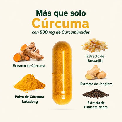 Suplemento de cúrcuma y curcumina Lakadong - Apoyo antiinflamatorio